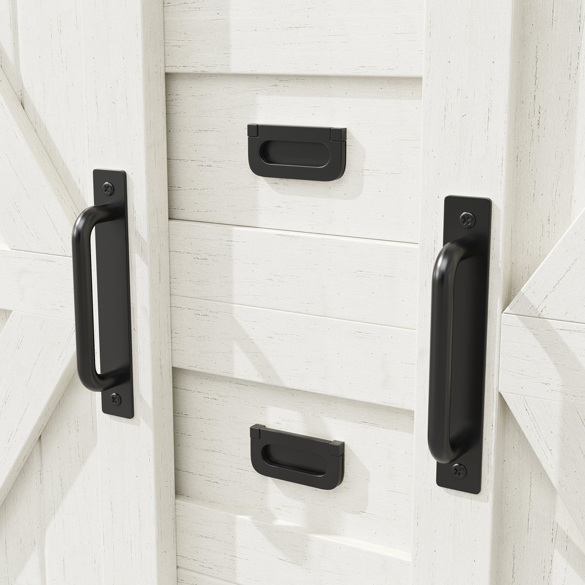 Tall Kitchen Sideboards with Sliding Doors and LED Lighting, Black and White