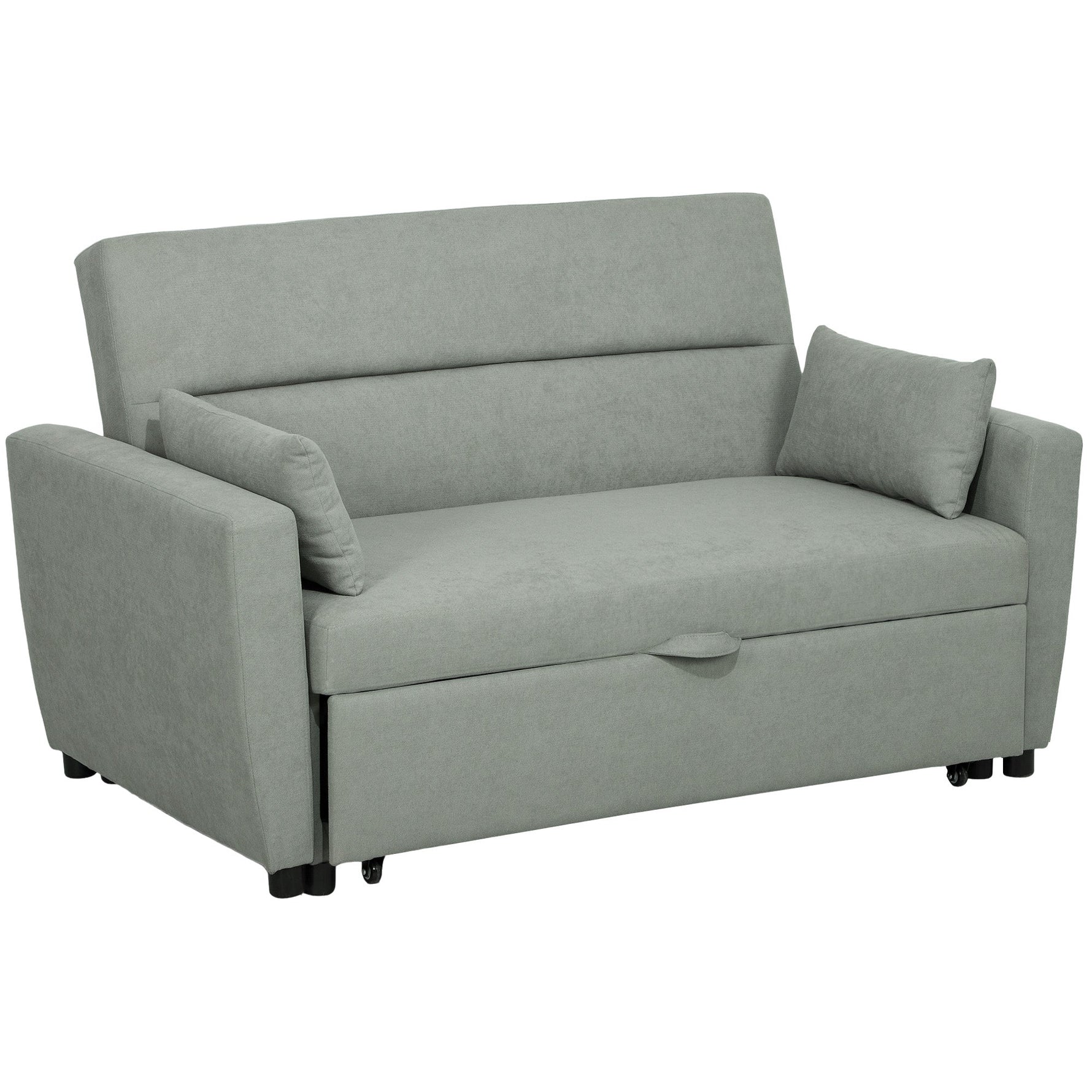 Sofa Bed 2-Seater Sleeping Function Adjustable Backrest Storage Velvet Look Light Grey