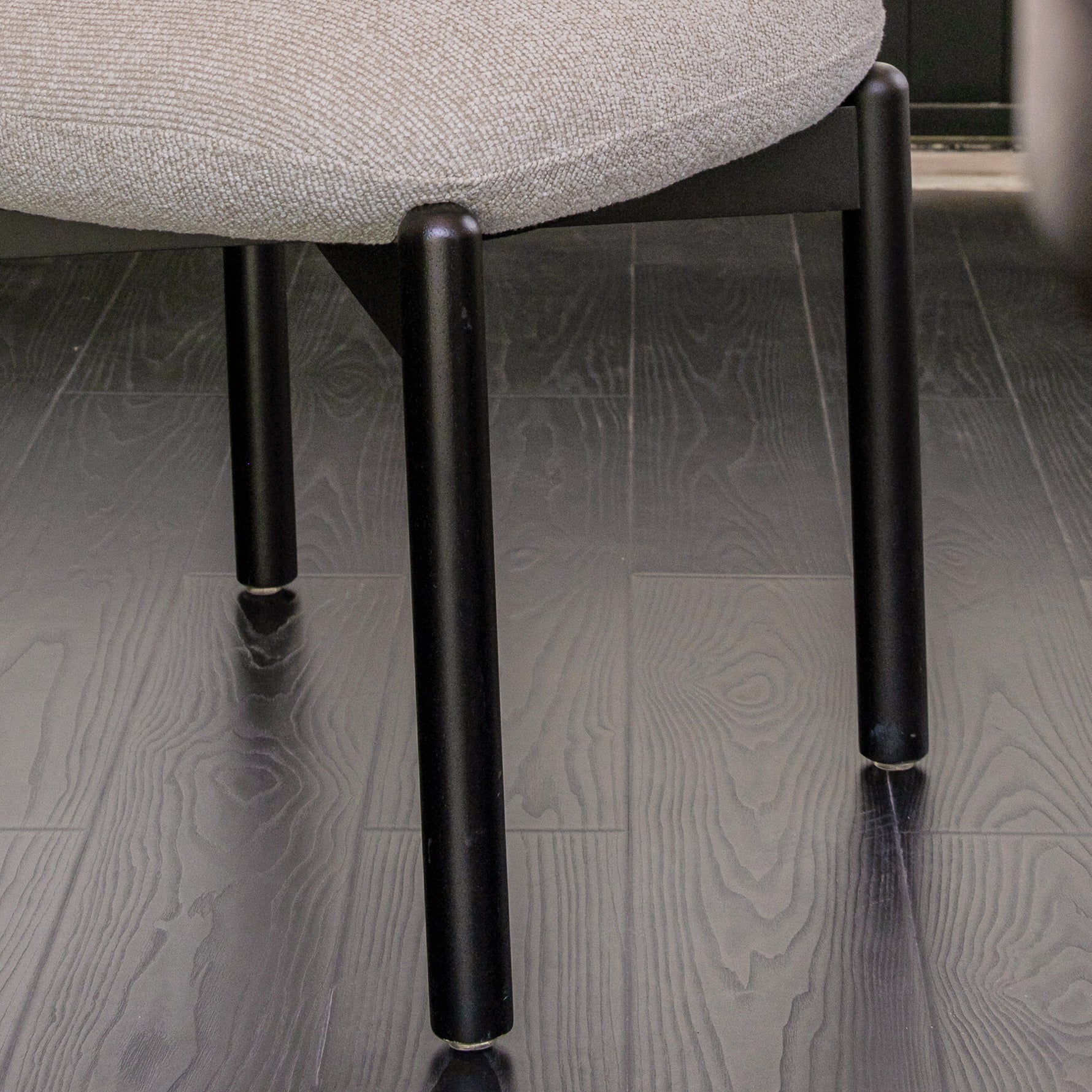 Wooden Chair Frank, Upholstered Seat, Black/Beige