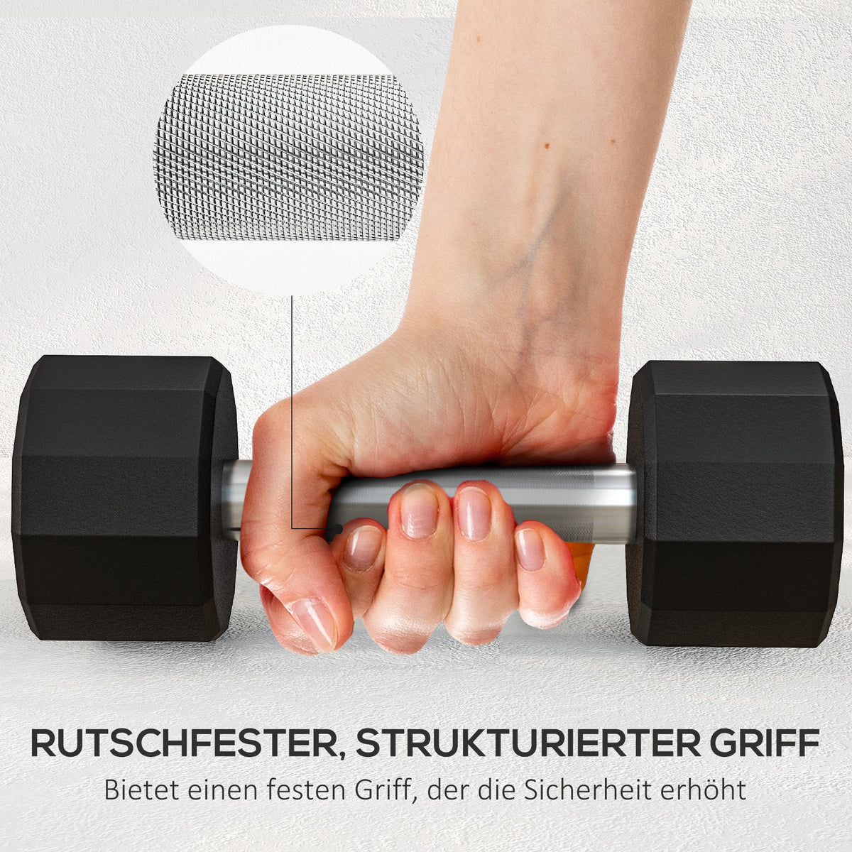 Dumbbell Set 10 kg, Non-Slip Metal, Black