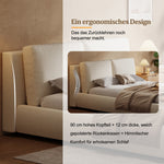 Upholstered Double Bed 180x200cm with Slatted Base, Beige Bouclé