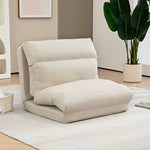 Folding Floor Chair, 6-Level Adjustable, Thick Padding, Bed Function, Beige Linen