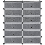 Shoe Cabinet 12 Compartments Modular Storage Black