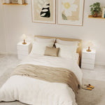 Bedside Table, 2 Side Tables with 3 Drawers, 40 x 30 x 59.5 cm, White