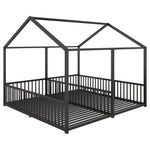 Metal Bed 90x200cm House Design Ladder - Black Iron Frame