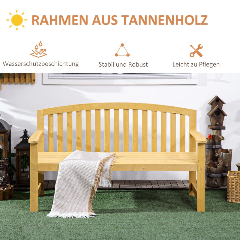 2-Seater Garden Bench Weatherproof Wood Backrest - Orange