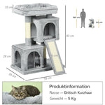 Cat Tree, Sisal Posts, Scratching Board, Light Grey