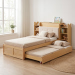 Upholstered Double Storage Bed 160x200 LED USB-C, Linen