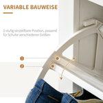 Shoe Cabinet with 2 Doors for 12 Pairs, White+Natural