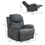 Reclining Armchair, 150° Tiltable for Living Room, Dark Grey Linen Look