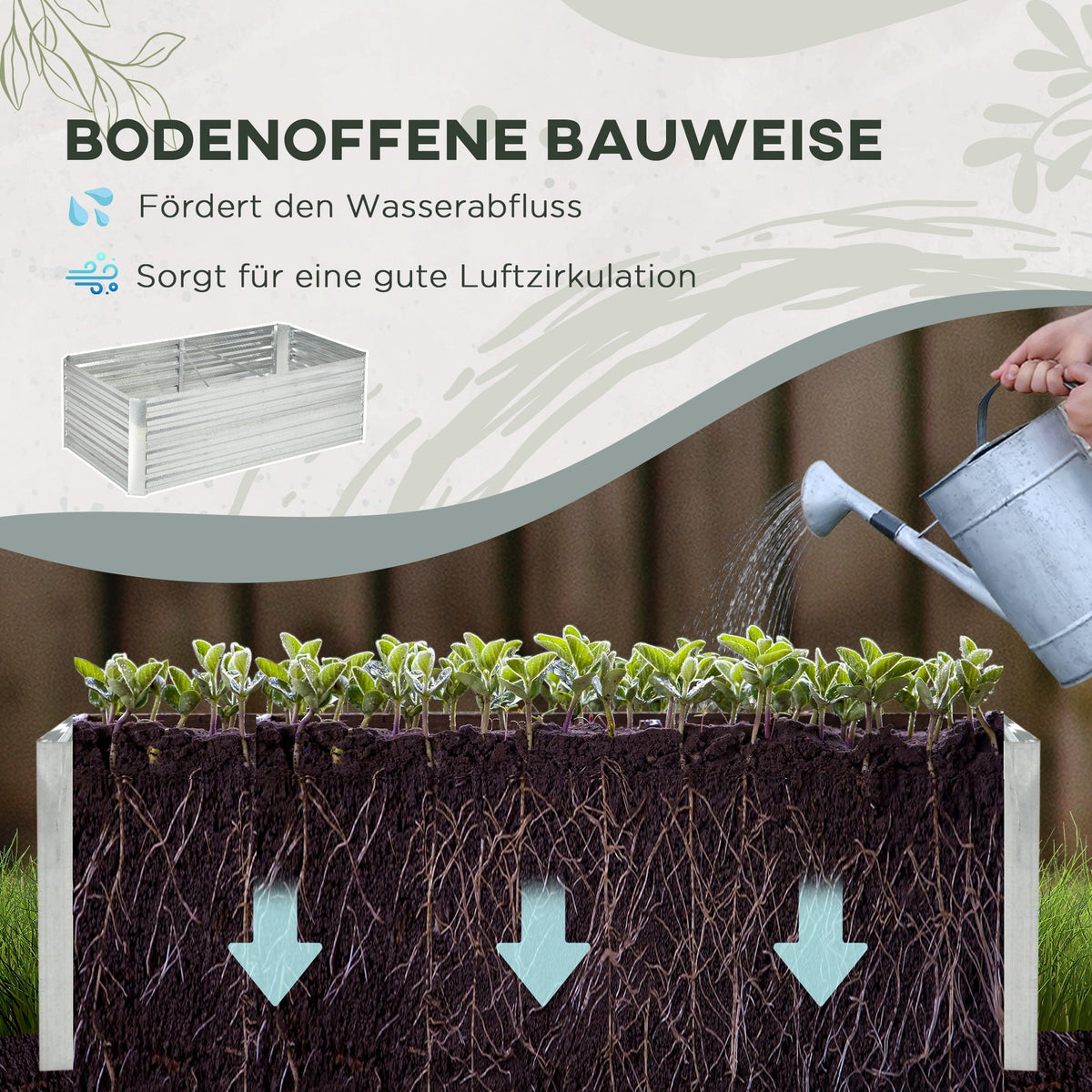 Raised Bed, Garden Planting Planter 180x90x60cm, Steel