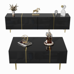 TV Cabinet and Coffee Table Set, High Gloss, Black