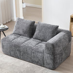 Sofa, Plush 2-Person No Assembly Side Pockets, Grey