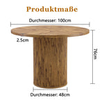 Round Dining Table 100cm 4-6 Seater with Storage - MDF