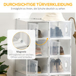 Shoe Boxes, 8-Pack Magnetic Door Plastic Storage, Transparent + White