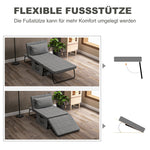4-in-1 Folding Bed Guest Bed Armchair Ottoman, 5-Level Adjustable, Steel Frame