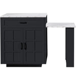 Extendable Bar Table Kitchen Island with Storage, 2 Drawers & Shelves - Black