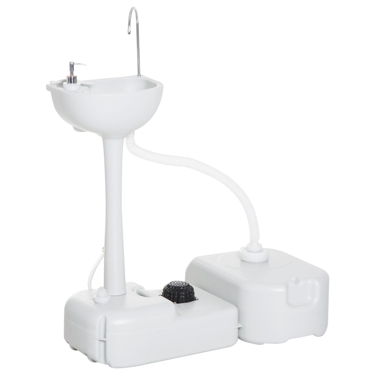 Camping Washbasin 17L Hand Sink Dispenser Outdoor Use, HDPE Light Grey
