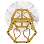 Dining Table Set 5-Piece Round 100cm Gold Metal Legs White MDF Dark Green Velvet