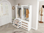 Wardrobe, Three Drawers, Boho-Style, 180cm Height, White