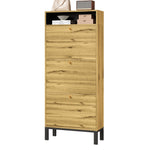 Shoe Cabinet with 3 Drawers and Additional Compartments, Tall and Narrow, Natural Wood Look