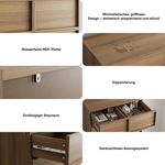 Chest of Drawers with 6 Drawers and Dressing Table, 80x48x127cm, Oak Color Wood