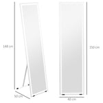 Full Length Mirror, 40x150cm LED Standing Wall, White