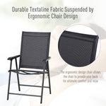 Camping Chairs Folding with Armrests, Metal Black