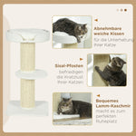 Cat Tree 91cm Play Tree with Cat Bed, Platform, Lamb's Wool Cream