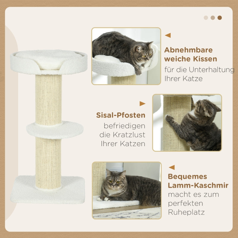 Cat Tree 91cm Play Tree with Cat Bed, Platform, Lamb's Wool Cream