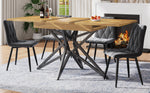 Extendable Dining Table Set with 4 Chairs, Dark Grey Velvet and Walnut Look