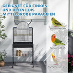 Large Bird Cage Tray Shelf Feeding Station Wheels Steel Black