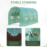 Polytunnel Tomato Greenhouse, 6 Mesh Windows Round Arched, Green