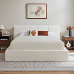 Upholstered Double Bed 180x200cm with Pneumatic Storage, Grey Linen