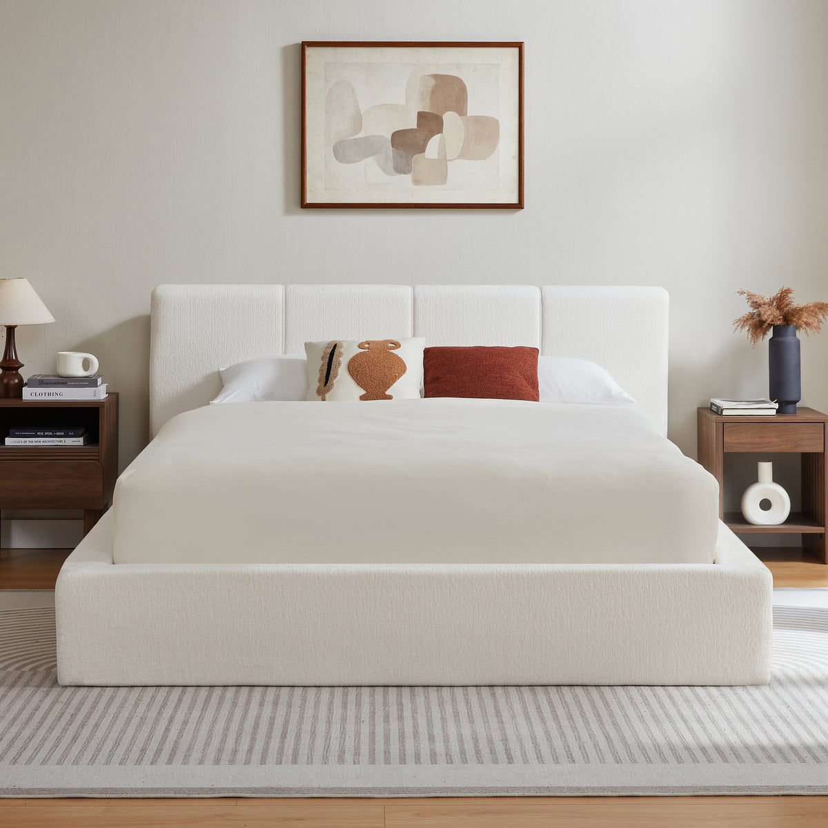 Upholstered Double Bed 180x200cm with Pneumatic Storage, Grey Linen