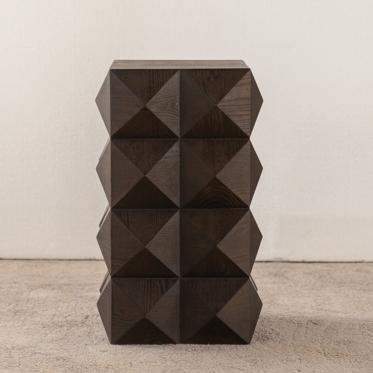 60cm height three-dimensional embossed pattern design retro side table retro wooden nightstand brown