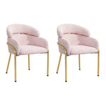Dining Chair Single Light Luxury with Metal Legs Velvet Pink