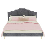 Modern Minimalist Soft Bed 160x200cm with Mattress, Gray