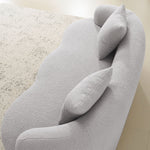 Curved Double Sofa, Compression Bedroom Couch with 2 Pillows and Round Arms, Light Grey