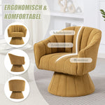360° Swivel Chair with Ergonomic Cushions and Wraparound Armrests, Mustard Yellow
