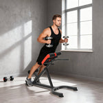 Training Chair Fitness Bench Weight Bench, Adjustable Handles, Steel Red+Black