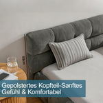 Double Bed 140x200cm Square Quilted, Dark Grey Chenille
