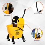 Cleaning Trolley with Bucket & Wringer, 26 Liters, Yellow