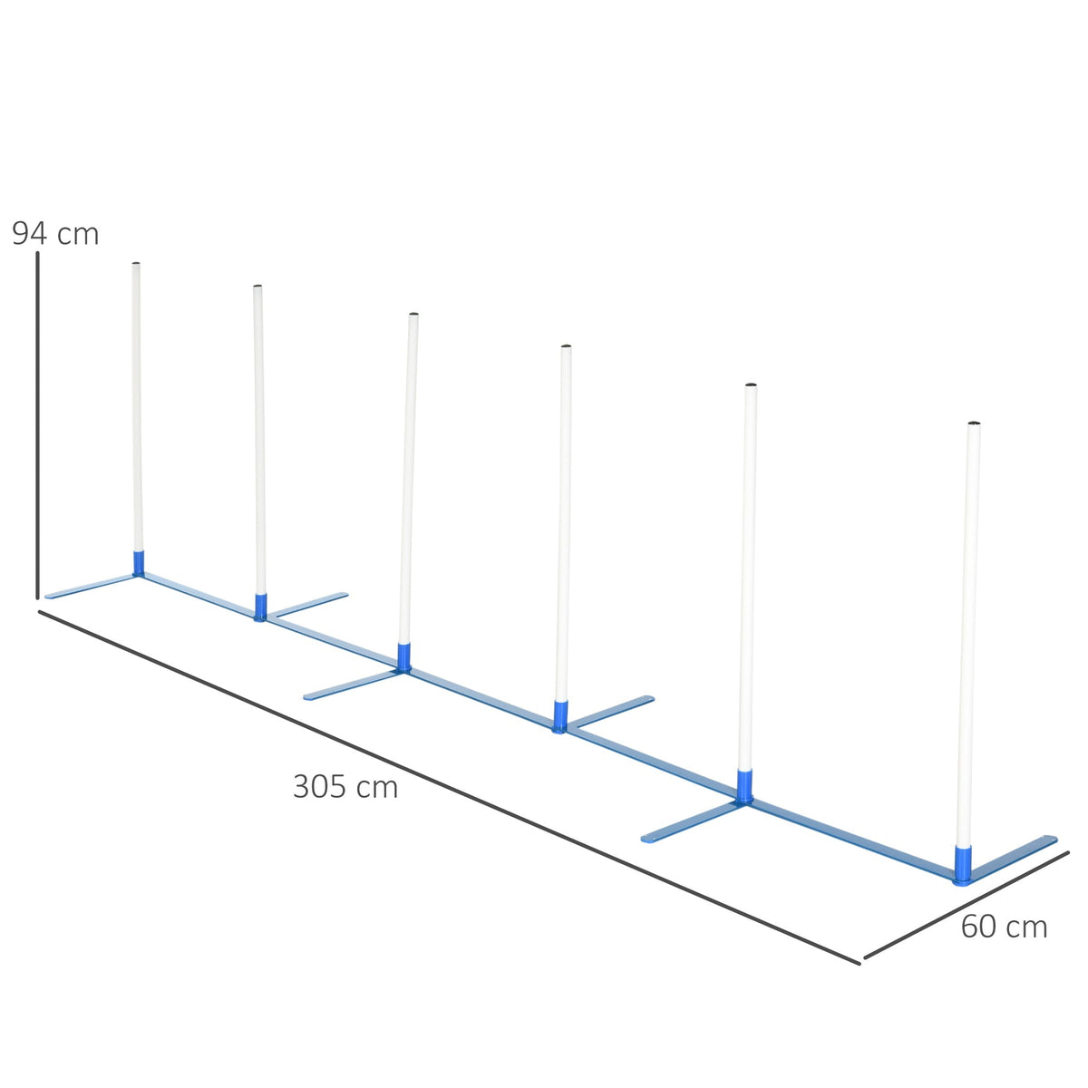Dog Slalom Poles Agility Training Set with 600D Bag, Polyester White Blue