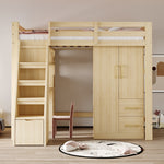 Wardrobe 70x40x135cm Double Door Drawers Storage Wood Color