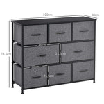 Chest of Drawers, 8 Fabric Drawers, Metal Frame, Dark Gray