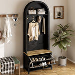 Multifunctional Wardrobe with Shoe Rack, Shelf & Hooks - Hall Tree, Durable MDF Body