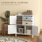 Chest of Drawers Storage Cabinet, 2 Drawers 3 Compartments, Anti-tip, White