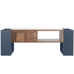 Coffee Table with Handleless Drawer & Double-Sided Storage, Anthracite Wood Grain