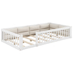 Platform Bed with Side Rails & Pillows, 90x200 cm, White